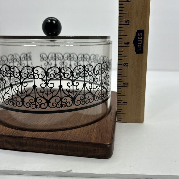 Vintage Cheese Board Mid Century Modern MCM Domed Cloche Wooden Plastic Serving - Picture 11 of 13